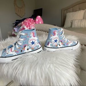 Size 11 Girls Toddler Converse Unicorn Light Blue Hi Top Lace Up Sneakers Youth